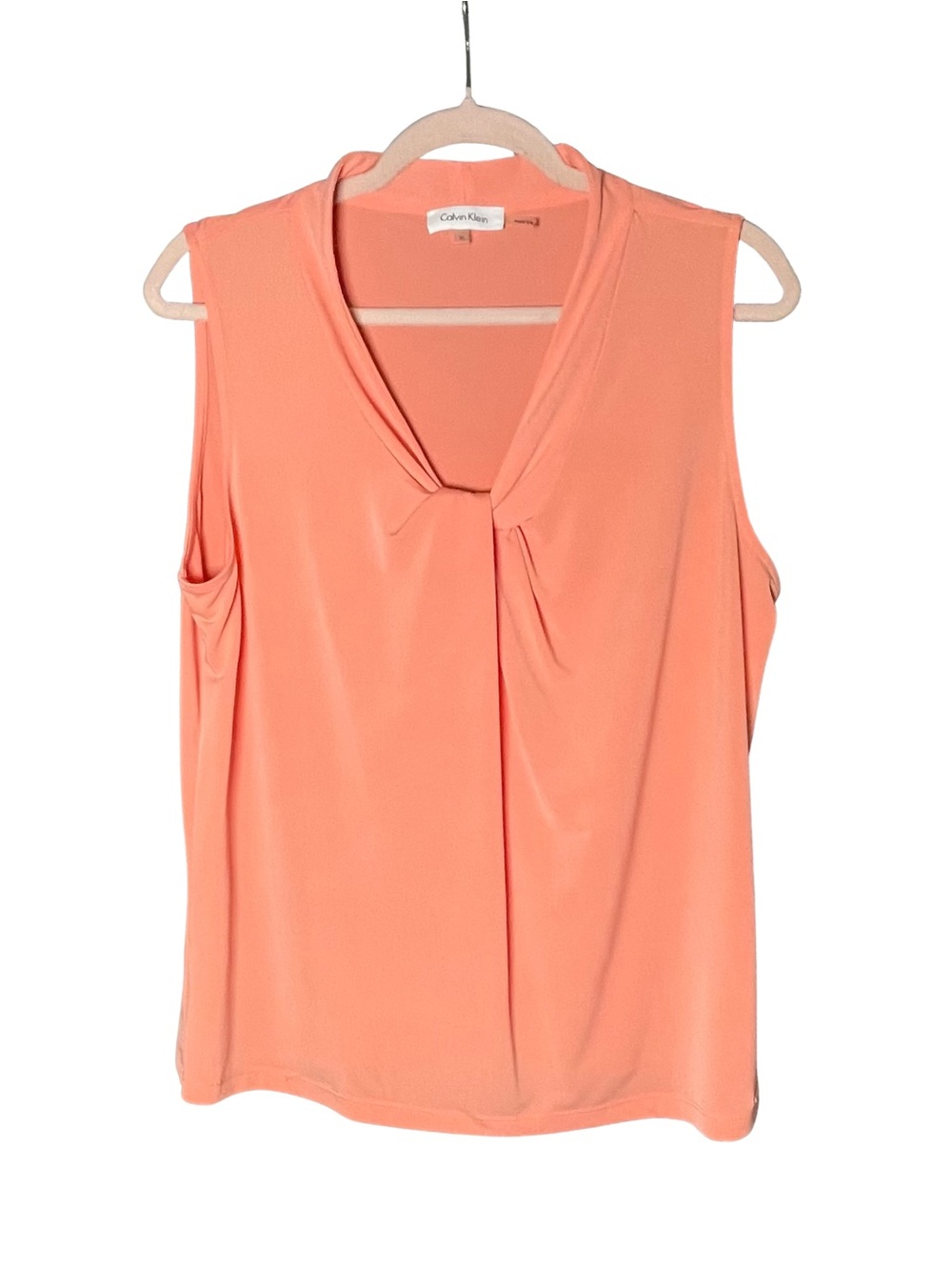 Calvin Klein Coral Sleeveless V-Neck Drape-Front Blouse - NWT
